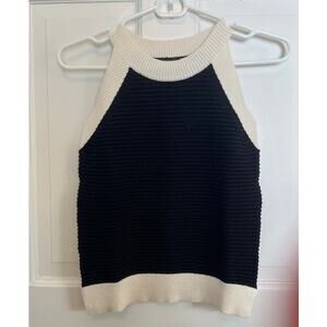 NEW Ann Taylor Black and White Cropped Tank Sweater Minimalist Preppy Women's XS